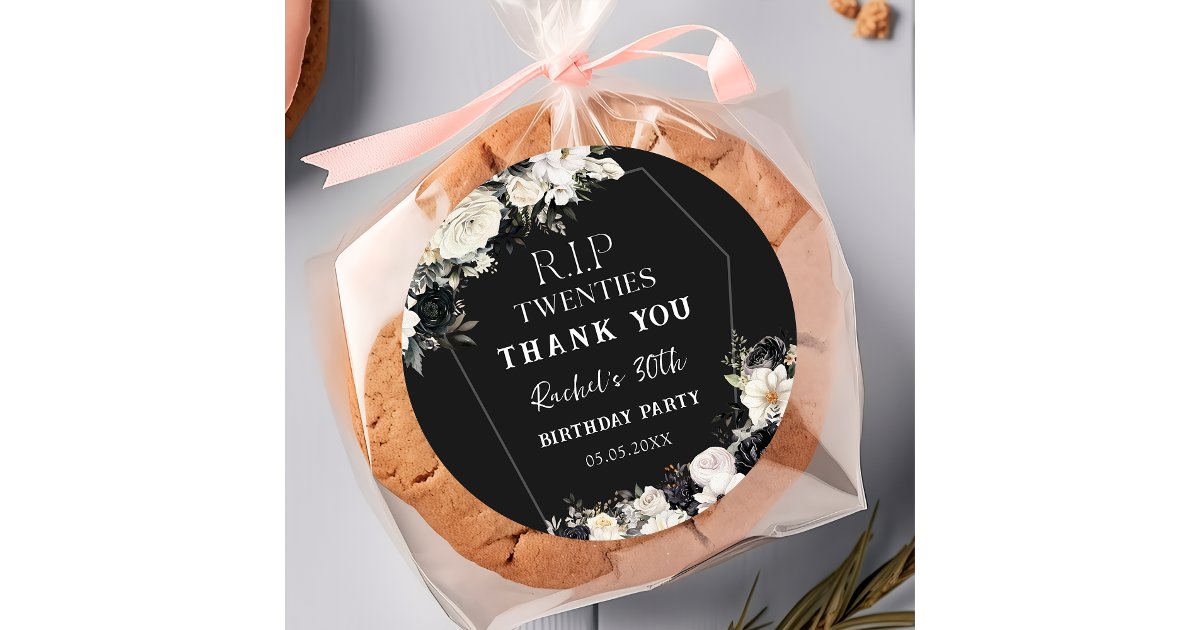 Floral RIP Twenties 30th Birthday Classic Round Sticker | Zazzle