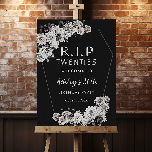 Floral RIP Twenties 30th Birthday Party Foam Board (Creator Uploaded)