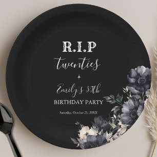 Floral RIP Twenties 30th Birthday Party Paper Plates