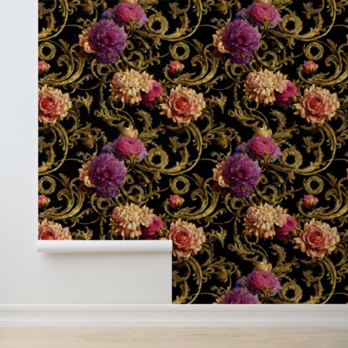 Floral Rococo ornate country opulence flower Wallpaper