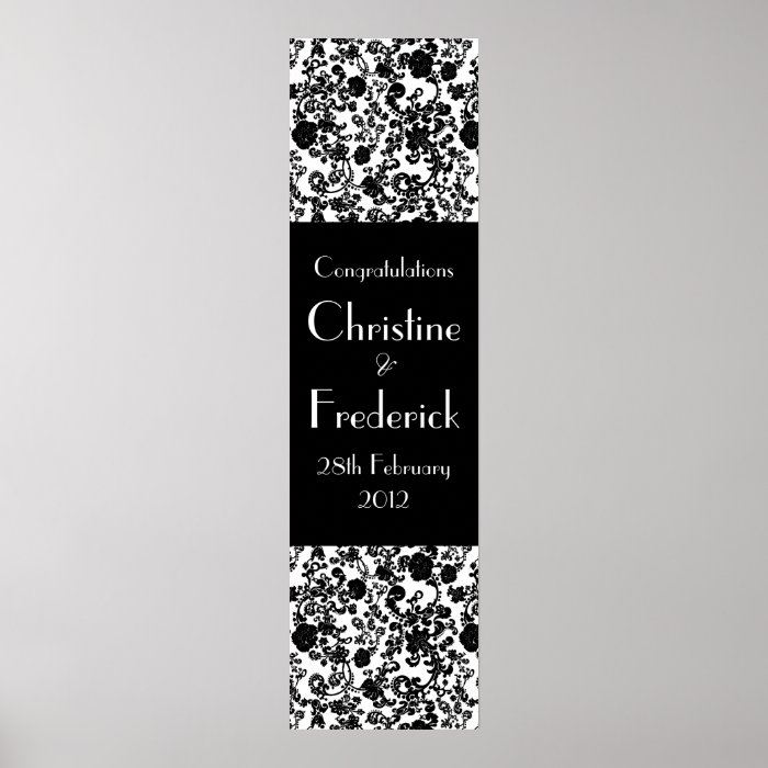 Floral Rococo Wedding, decorative vertical banner Poster