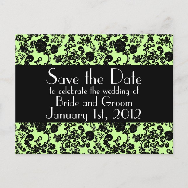 Floral Rococo Wedding, save the date postcard (Front)