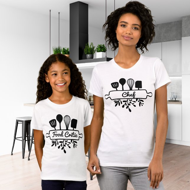 Floral Rolling Pin Food Critic Mom and Daughter T-Shirt (Creator Uploaded)