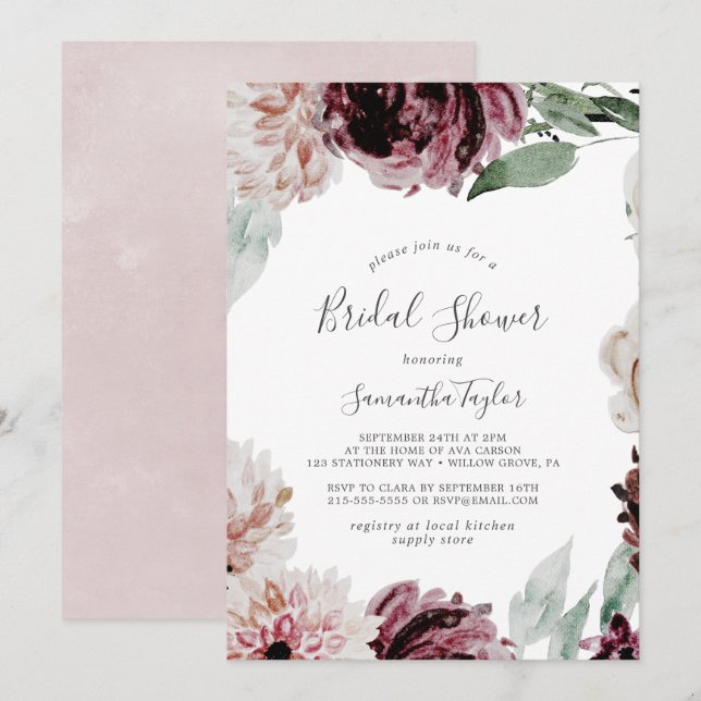 Floral Romance Bridal Shower Invitation (Front/Back)
