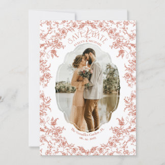Floral Romance Chinoiserie Classic Bohemian Coral Save The Date
