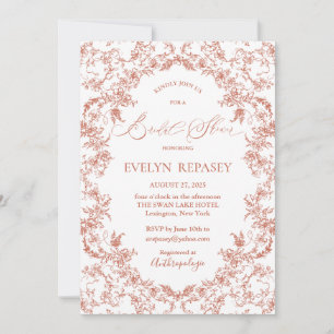 Floral Romance Chinoiserie Coral Bridal Shower Invitation