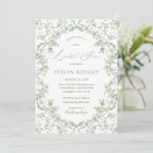 Floral Romance Chinoiserie Sage Bridal Shower Invitation