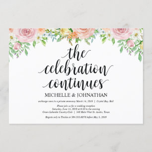 Floral Romance Elopement Reception Invitation Card