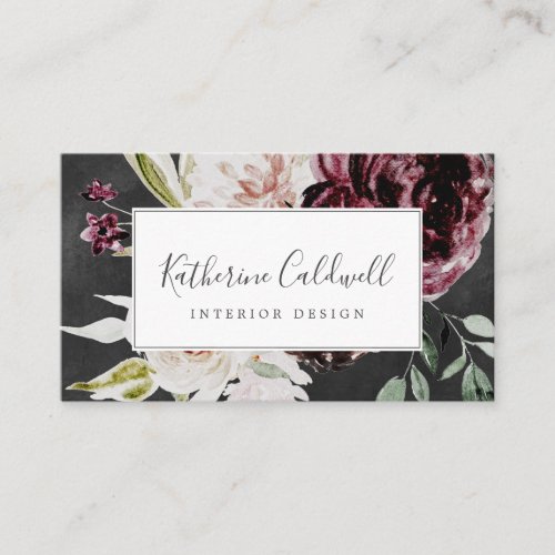Floral Romance  Gray Business Card