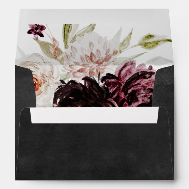 Floral Romance | Gray Wedding Invitation Envelope (Back (Bottom))
