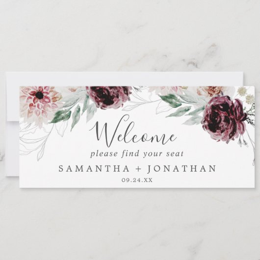 Floral Romance Hanging Seating Chart Header (Front)