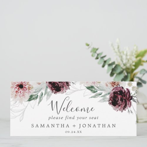 Floral Romance Hanging Seating Chart Header