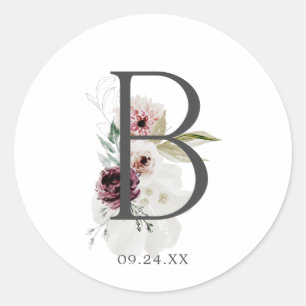 Floral Romance Letter B Monogram Envelope Seals