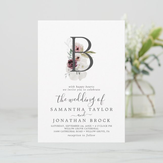 Romantic Monogram Wedding Invitation