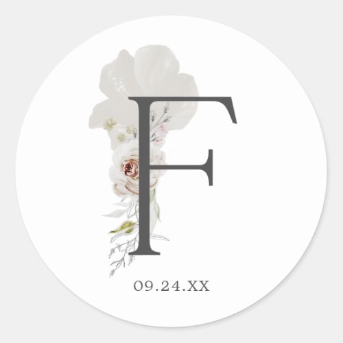 Floral Romance Letter F Monogram Envelope Seals