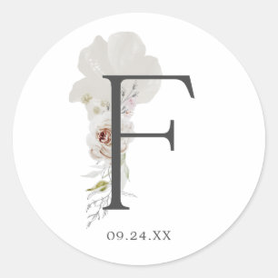 Floral Romance Letter F Monogram Envelope Seals
