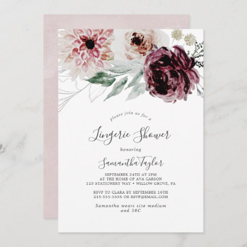 Floral Romance Lingerie Shower Invitation