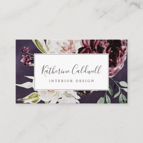 Floral Romance  Plum Business Card