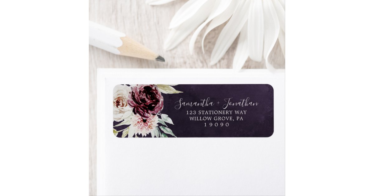 Floral Romance Plum Return Address Label Zazzle