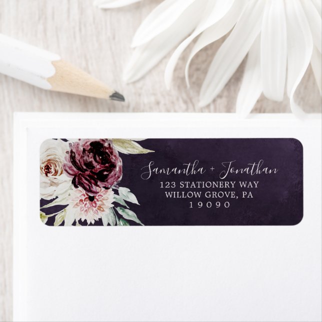 Floral Romance | Plum Return Address Label (Insitu)