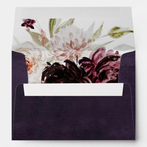 Floral Romance  Plum Wedding Invitation Envelope