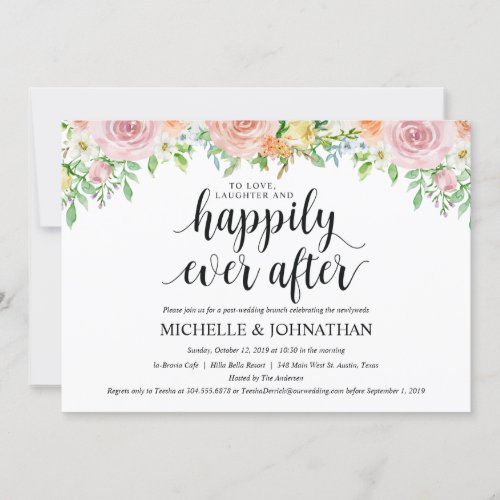 Floral Romance Post Wedding Brunch Invitation Card