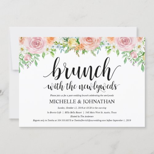Floral Romance Post Wedding Brunch Invitation Card