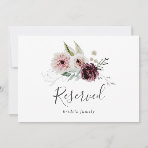 Floral Romance Reserved Sign