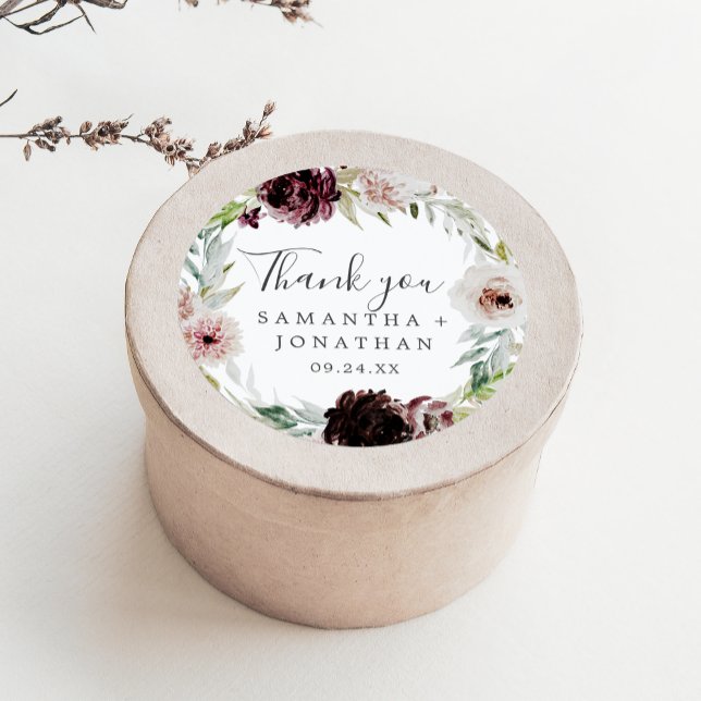 Floral Romance Thank You Wedding Favor Sticker (Creator Uploaded)