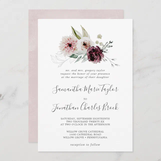 Floral Romance Traditional Wedding Invitation | Zazzle