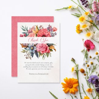 Floral Romance Watercolor Thank You