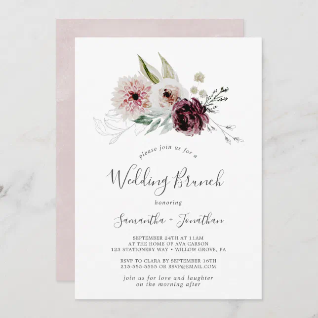 Floral Romance Wedding Brunch Invitation | Zazzle