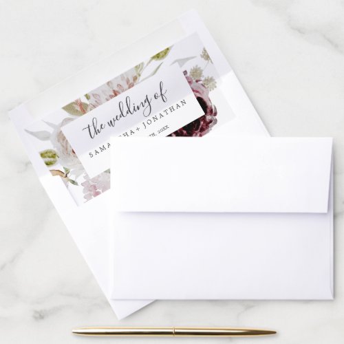 Floral Romance Wedding Envelope Liner