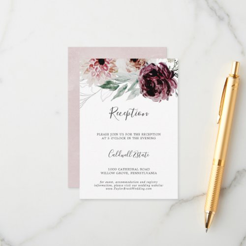 Floral Romance Wedding Reception Insert Card