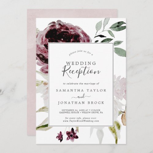 Floral Romance Wedding Reception Invitation