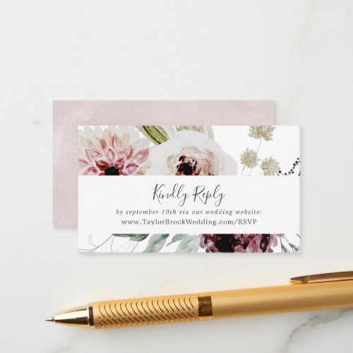 Floral Romance Wedding Website RSVP Enclosure Card