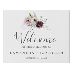 Floral Romance Wedding Welcome Faux Canvas Print