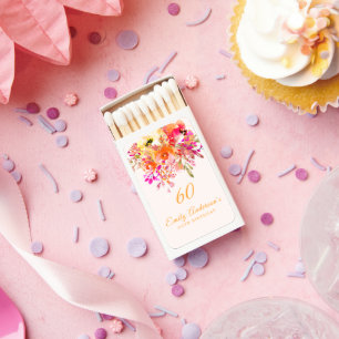 Floral Romantic 60th Birthday Favor Matchboxes