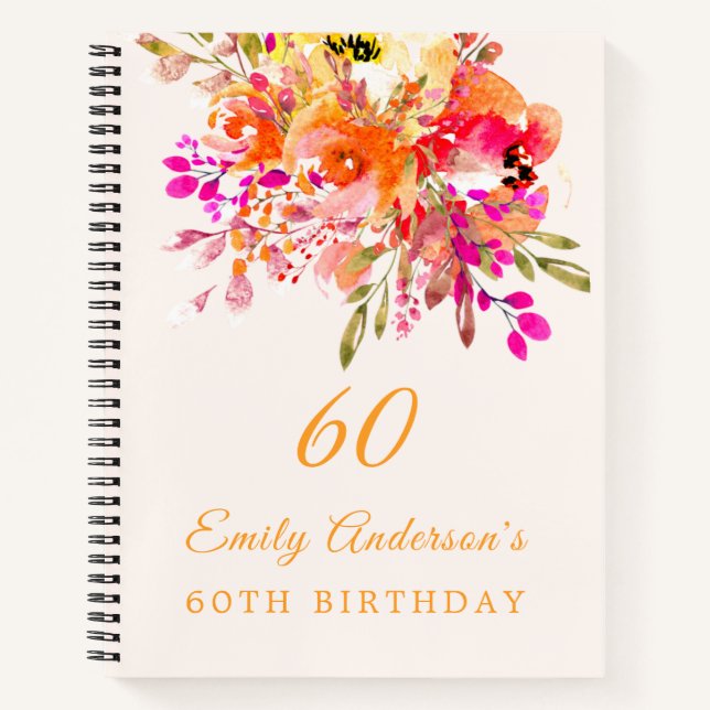 Floral Romantic 60th Birthday Guest Book (Front)