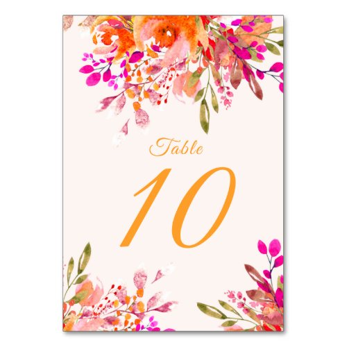 Floral Romantic Birthday Party Table Number