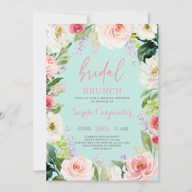 Floral Romantic Bridal Brunch Shower Invitation (Front)