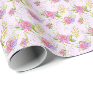 *~* Floral Romantic Pink Rose Flowers Wrapping Paper