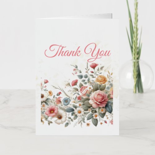 floral romantic thanks foil greeting card