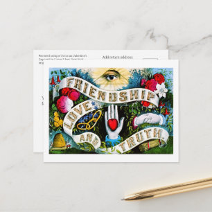 Floral Romantic Valentine Love Friendship Masonic Postcard