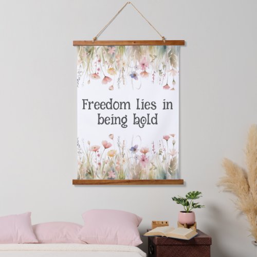 Floral romantic watercolor flower motivational hanging tapestry