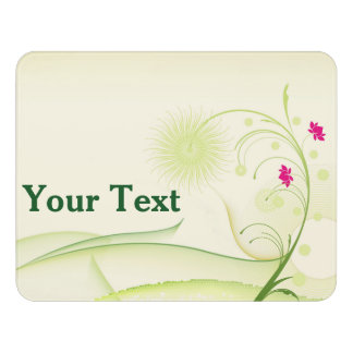 Floral Room Sign, "Your Text" Door Sign