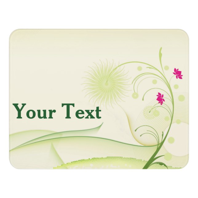 Floral Room Sign, "Your Text" Door Sign (Contemporary Front)
