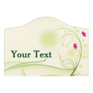 Floral Room Sign, "Your Text" Door Sign