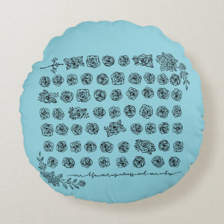 Floral Rosary Prayer Beads - Blessed Mother Mary D Round Pillow