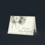 Floral Rosary Scripture Religious Birthday Holiday Card<br><div class="desc">Our traditional Catholic thank you notes feature a beautiful green sage floral bouquet with the holy rosary overlaid.  Inside is the scripture verse,  Psalm 118:24.   All text and fonts may be modified.</div>